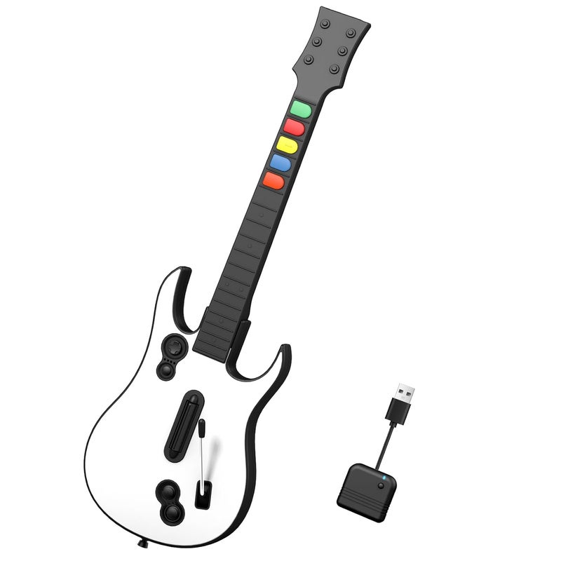 NBCP Wireless Guitar Controller for Xbox Series X|S/Xbox One/PC – White Game Guitar for Rock Band 4 & Fortnite Festival with Strap, 2.4G USB Dongle - Image 1